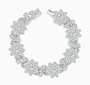 Bracelet manchette en argent 925 pour femme, moissanite taille brillant ronde en forme d'étoile, sertissage griffe, bijoux de mariage de luxe - Product Image 1