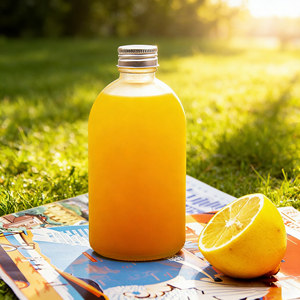 Botella de Vidrio Transparente <span class=keywords><strong>con</strong></span> Tapa para Jugo, Leche, Té, Bebidas, Botella de Vidrio <span class=keywords><strong>con</strong></span> Forma Personalizada, Logotipo Personalizado Disponible - Product Image 1