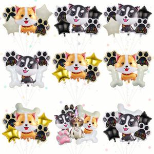 Ensemble de 5 ballons en aluminium en forme d'os Husky Kirky pour animaux de compagnie, personnalisés en usine, pour la décoration de fête d'anniversaire d'animaux - Product Image 2