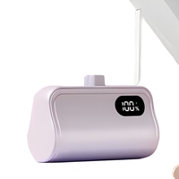 Batterie Externe Compacte Portable Mini pour Extérieur, Charge Rapide 5W, Double USB, 5000mAh, Entrée DC, Écran LED, Câble de Charge Intégré
