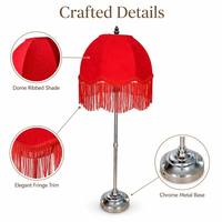 Lámpara de Mesa Inalámbrica Personalizada OEM, Hecha a Mano, con Pantalla de Tela Roja con Flecos, Recargable, Decorativa para Bodas, Banquetes y Mesitas de Noche