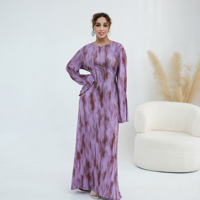 Robe Abaya Islamique Imprimée pour Femme 2026 Loriya Fashion Tissu Doux Ceinturée Modeste Vêtement Musulman Tenue Quotidienne Islamique Robe Longue
