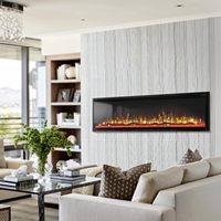 Kalsubo Cheminée électrique murale encastrée de 72 pouces avec cadre ultra-fin, lit de flamme en cristal effet bois, double puissance 750W 1500W