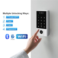 Yüz Tanıma Biyometrik Ttlock Akıllı Cep Telefonu Bluetooth WIFI Uygulaması Uzaktan Erişim Kontrol Sistemi Ürünleri Kapı Kilidi