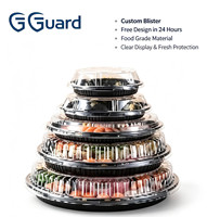 Contenitore Alimentare Personalizzato in PET Trasparente Riciclabile con Coperchio a Cerniera per Sushi, Frutta, Insalata e Vassoi per Dessert