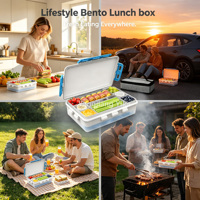 Boîte à lunch portable à 9 compartiments pour la conservation de la fraîcheur, boîte à bento avec pack de glace pour le camping
