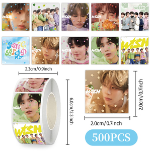500 pegatinas/rollo KPOP Straykids IVE RIIZE ITZY STAYC NT DREAM Wish Karina Ins <span class=keywords><strong>Jungwon</strong></span> Stayc TWS ZB1 Kickflip Decor Decal - Product Image 6
