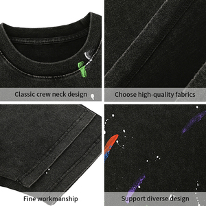 T-shirt Personalizzate da <span class=keywords><strong>Uomo</strong></span> 100% Cotone, Oversize con Spalle Cadenti, Stampa OEM, Effetto Vintage Lavato e Usurato - Product Image 4