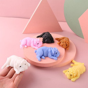 SIHE Classic Soft Squeeze Bulldog Shaped Plastic Fidget Ornament Lying Dog Stress Relief Decor - Product Image 2