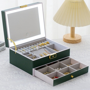 Trois types de boîtes à bijoux lumineuses avec miroir, grande capacité, vente en gros, rangement pour bijoux - Product Image 2