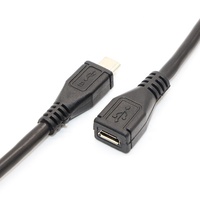 Kabel Ekstensi USB 2.0 Micro Male ke Female dengan Pelindung Anyaman dan Jaket PVC 0.3M untuk Komputer & Printer