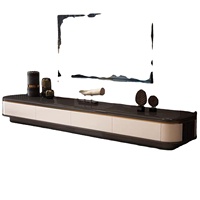 Moderno y Lujoso Soporte de TV de Vidrio Templado con Panel de Almacenamiento, Ecológico y Duradero, Mueble de Salón para Montar en la Pared