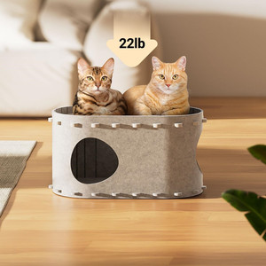 Stevige Eco-vriendelijke Polyester Kattenbedholte, Krasbestendig, Opvouwbaar, <span class=keywords><strong>Tunnel</strong></span>, Slaap-/Speelplek voor Meerdere Grote Katten tot 10 kg - Product Image 3