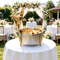 Nouveau design commercial : Plats de service buffet 9L dorés et argentés pour la restauration, chauffe-plats pour mariages et vignobles