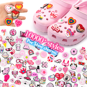 Breloques de chaussures roses, mignonnes et adorables, en PVC personnalisé, pour filles, motifs de dessins animés, accessoires pour sabots et <span class=keywords><strong>sandales</strong></span> à fleurs, vente en gros - Product Image 1