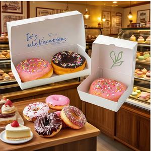 Fábrica de logotipo personalizado impreso tienda de postres caja para llevar plegable Mini Donut galleta macarrón caja de pastelería 1 2 4 6 té de la tarde - Product Image 3