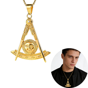 Collares y Cadenas con Colgantes Masónicos de Acero Inoxidable 18K, Diseño Vintage, para Maestros Masónicos de la Logia Azul, Venta al Por Mayor - Product Image 1
