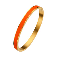 Bracelet marque de luxe en acier inoxydable plaqué or, pour femme, bijou classique, tendance, rouge, jaune, époxy, respirable, manchette, offre spéciale