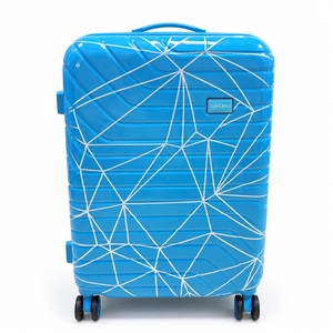 Valigia Trolley da Viaggio in ABS+PC Blu Brillante con Guscio Rigido, Design Geometrico Bianco a Rete, Design Low Poly, Bagaglio a Mano OEM - Product Image 1