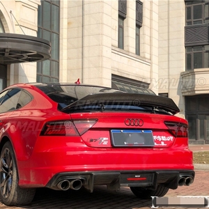 สปอยเลอร์หลังคาร์บอนไฟเบอร์ทรง R สำหรับ Audi A7 ปี 2011-2014 วัสดุ FRP สีดำเงา คาร์บอนฟอร์จ - Product Image 4