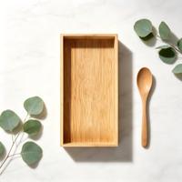Organisateur de tiroir en bambou Fabsome pour ustensiles de cuisine, couverts, plateaux de rangement en bambou pour tiroirs de salle de bain, 38 x 15 cm, lot de 2