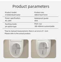 Toilette intelligente de salle de bain avec filtration d'air automatique à économie d'eau électrique en céramique