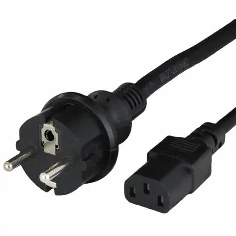 Ab standart C13 bağlayıcı standart Iec 2pin ab erkek Vde kablosu 10a 250v dik açı Euro 90 derece güç kablosu