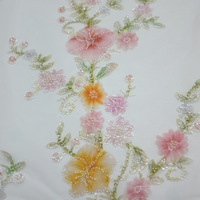 Robe en maille dégradée multicolore, tissu brodé, camisole à perles, tissu brodé