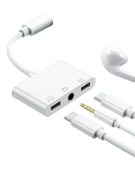 Multifunktionales Schnellladekabel 3-in-1 für Computer, OTG-Kabel USB-C auf 3,5mm Klinke, PVC-Ummantelung, Vergoldeter Adapter-Ladegerät