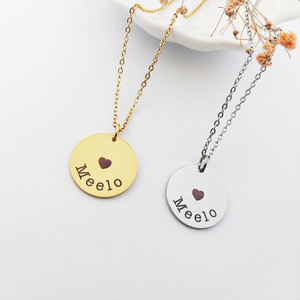 Élégant Collier en <span class=keywords><strong>or</strong></span> avec nom personnalisé Élégant Collier rond de marque Pièce intemporelle Bijoux de station de <span class=keywords><strong>disque</strong></span> Bijoux pour femmes et hommes - Product Image 2