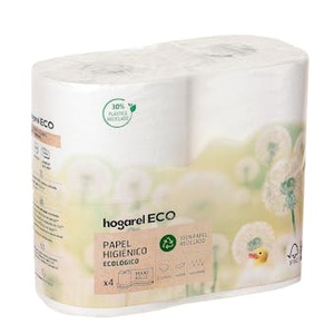 Papel Higiénico Ecológico de 2 Capas para Uso Doméstico, 4 Rollos - Product Image 1