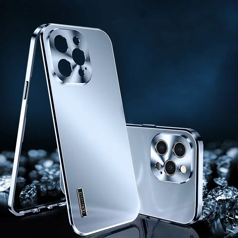 Hot selling anti-shock acrylic PC with TPU bumper case phone cover for Iphone 11/12/13 pro max high end aluminum alloy magnetic