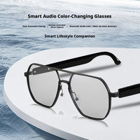 Lunettes intelligentes transfrontalières GS12 photochromiques, compatibles avec la musique, l'audio et la traduction IA