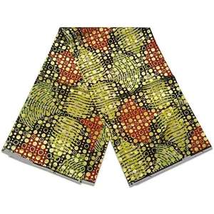 Tissu Capulana Ankara <span class=keywords><strong>de</strong></span> haute qualité, neuf, 6 yards, tissu africain en cire dorée métallique, <span class=keywords><strong>pagne</strong></span> <span class=keywords><strong>de</strong></span> 216 pouces, tissu ethnique imprimé batik - Product Image 1