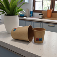 Gobelet à café en papier biodégradable et écologique, personnalisable avec logo, style à paroi simple, 8/10/12 oz, noir