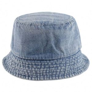 Vente en gros de chapeaux seau bleus unis pour hommes et femmes en denim - Product Image 3