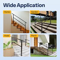 2er-Pack Außen- & Innen-5-Stufen-Treppengeländer aus Verzinktem Stahl, Schwarzes Ovales Handlaufsystem für Veranda, Terrasse, Treppen & Garten, Wasser- & Rostbeständig