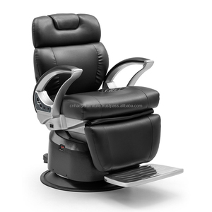 Sillón de Barbería Ergonómico de Cuero Beige de Lujo Moderno, Eléctrico con 3 Motores, Reclinable y Ajustable en Altura para Barbería y Taller - Product Image 2