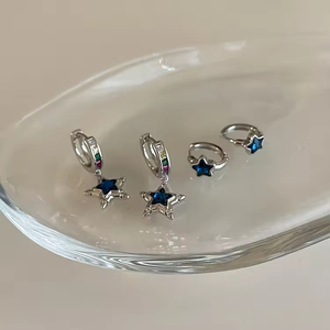 Fashion Personality Elegant Simple Earring Brass Clip Hoop Earring Zircon Star Drop Earring Jewelry for Women Girls - Product Image 2