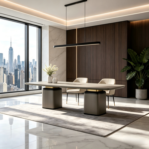 <span class=keywords><strong>Table</strong></span> à manger minimaliste artistique, <span class=keywords><strong>table</strong></span> de luxe contemporaine en bois massif, écologique, grande <span class=keywords><strong>table</strong></span> pour la décoration intérieure de villas design - Product Image 4