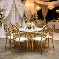 Chaise de mariage empilable en métal doré chromé avec motif floral pour événements