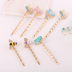 Pinzas para el cabello con diseño de mariposa y abeja de 12 cm, decoradas con diamantes de imitación, estilo casual para mujer - Product Image 1