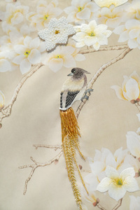 Carta da Parati Personalizzata Ricamata a Mano con Design Floreale e Uccelli, Carta da Parati di Lusso con Ricami Artigianali 3D per Decorazione Casa - Product Image 6