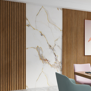 UVコーティング大理石効果<span class=keywords><strong>PVC</strong></span>防水壁パネルプレミアムヴィラリビングルームデコレーション用 - Product Image 3