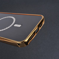 Coque vierge personnalisée avec cadre plaqué or et incrustation de rainure magnétique en cuir pour iPhone 15 pro max coque de téléphone