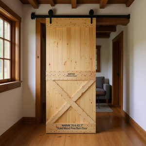 Porte de grange en pin massif Narvik 39,4x82,7 po. Porte coulissante de style farmhouse pour l'intérieur - Product Image 2