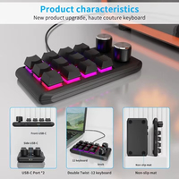 Teclado mecánico macro multifuncional con 12 teclas personalizables 2 perillas-Teclado de juego RGB de una mano programable