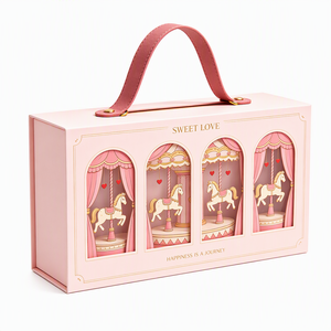 Boîte cadeau <span class=keywords><strong>en</strong></span> <span class=keywords><strong>carton</strong></span> rigide <span class=keywords><strong>en</strong></span> gros avec poignée, motif <span class=keywords><strong>carrousel</strong></span> rose, pour emballage de cosmétiques, bijoux, parfums, <span class=keywords><strong>en</strong></span> vrac - Product Image 1