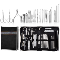 Kit de manucure et pédicure professionnel portable en acier inoxydable avec logo personnalisé, 26 pièces/ensemble, avec étui à fermeture éclair