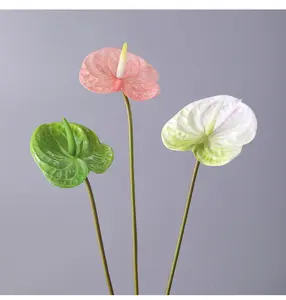 M727 fleurs artificielles décoration mariage flores 3D latex plastique faux anthurium pour décor - Product Image 1
